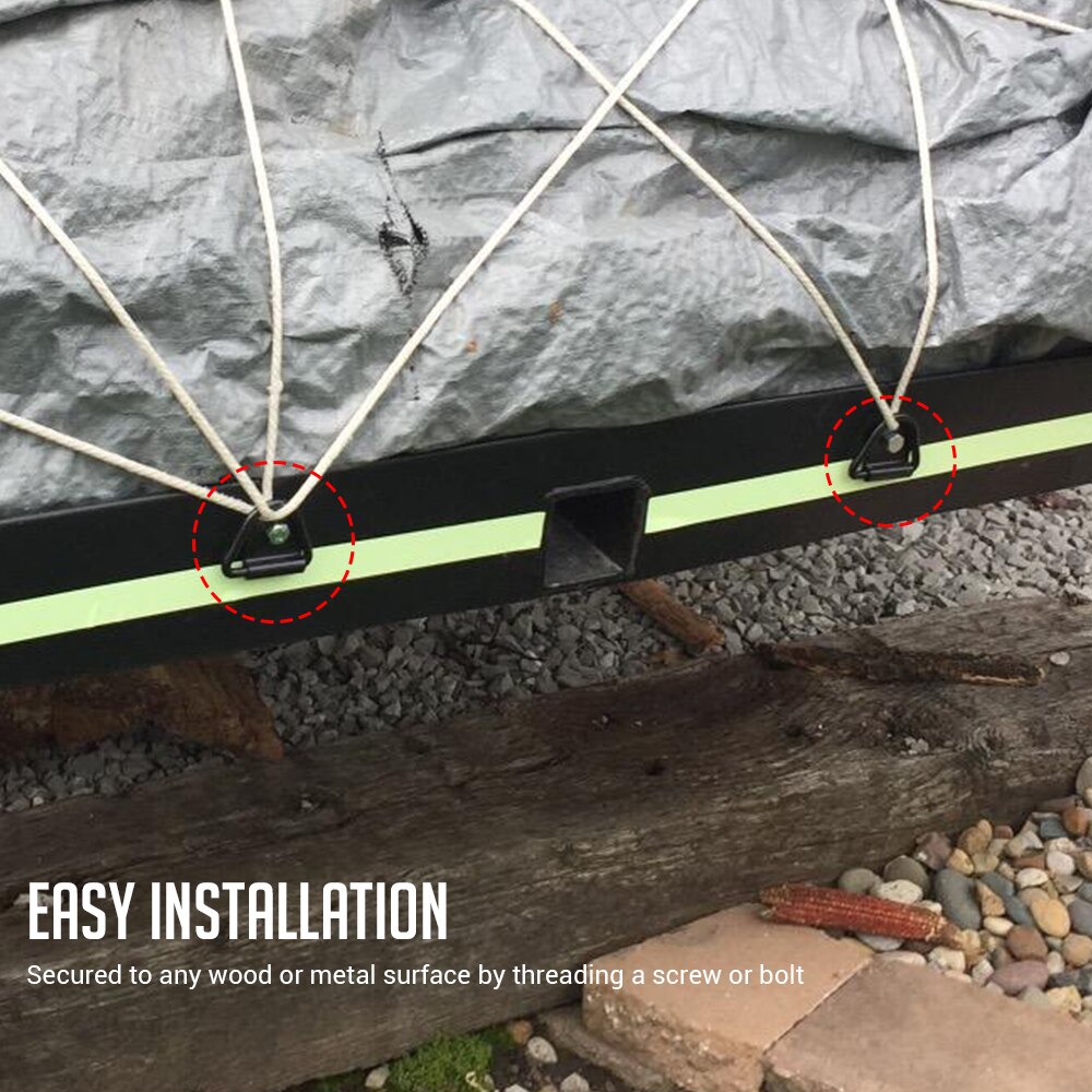 MICTUNING 6pcs 2" Diameter Black Steel for Truck Bike ATV Cargo Tie-Down Anchors with Bolting Hole V-Ring Bolt-on Trailer Anchor