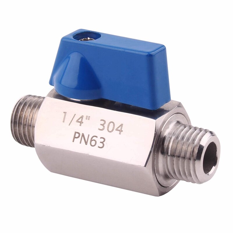 Válvula de bola de acero inoxidable-1/4 pulgadas NPT rosca macho pequeña Mini válvula de bola (1/4 pulgadas macho y macho)