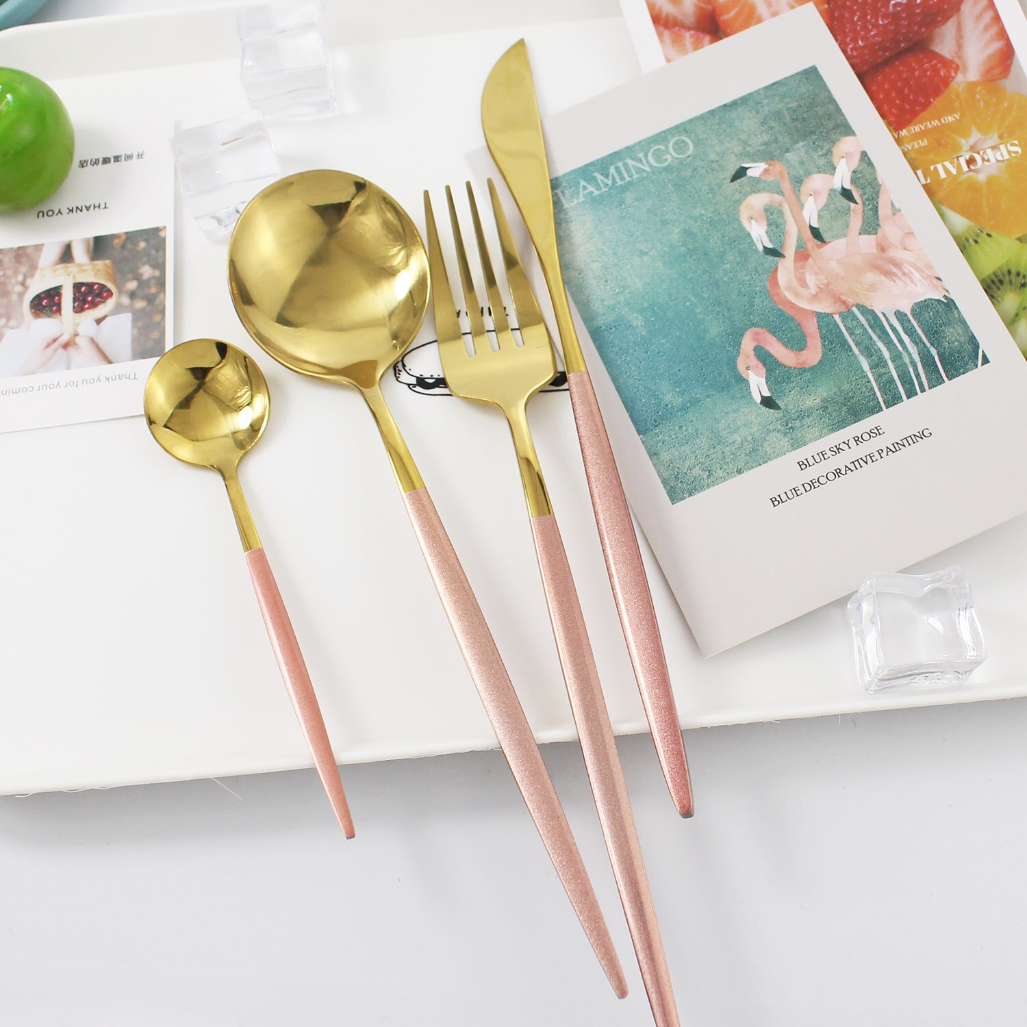 36Pcs Zwart Goud Servies Set Gouden Lepels Vorken Messen Bestek Sets Roestvrij Staal Slverware Midden Mes Vork Eetlepel