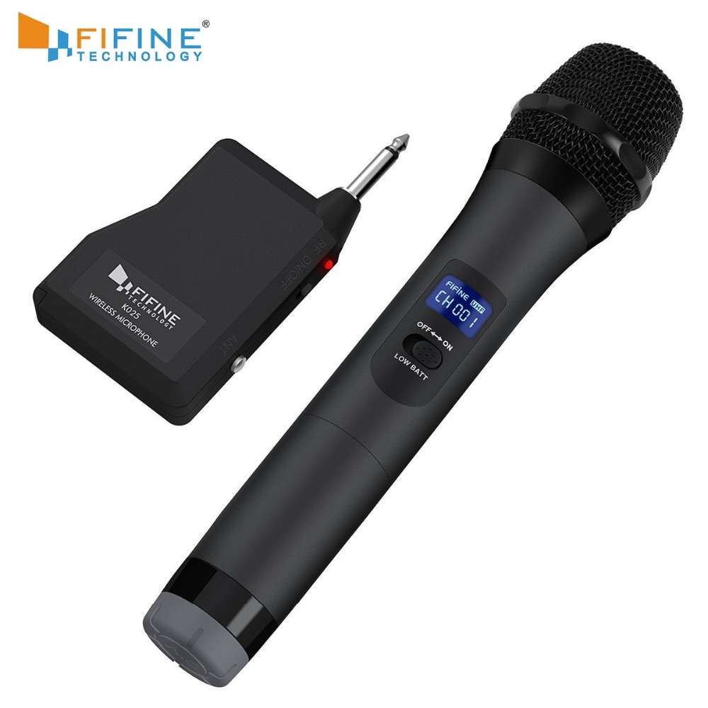 Fifine Uhf Draadloze Microfoon Systeem Voor Outdoor Deel Kleine Stage Bar Live Show Familie Ktv Met Handheld Microfoon Ontvanger K025-1