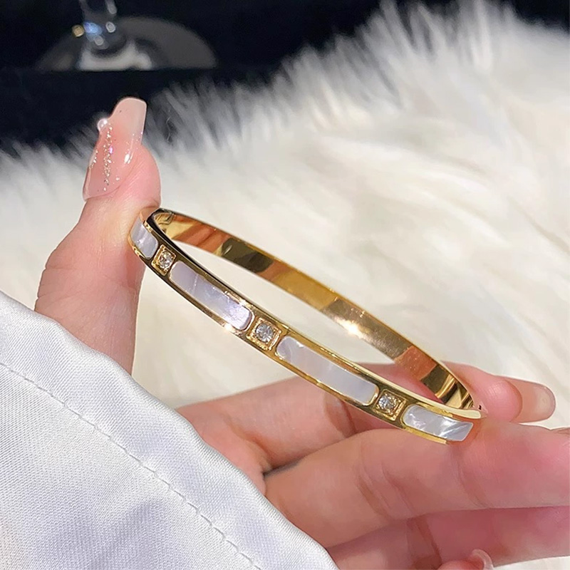 Luxury Gold Plated Bangles Jewelry Women's Hand Bracelet Stainless Steel Bangle for Women Accessories Mother's Day: Color oro puro