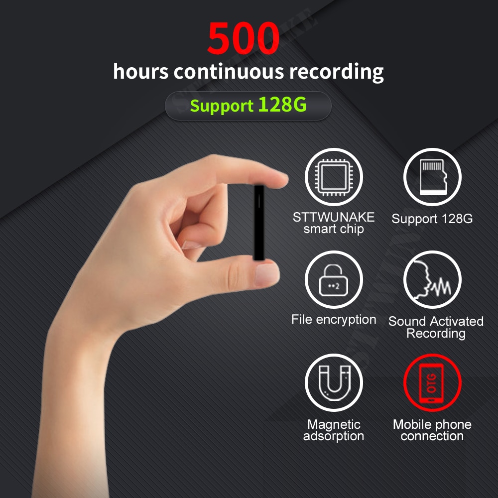 STTWUNAKE Voice recorder 500 hours dictaphone audio sound mini activated digital micro flash drive magnetic