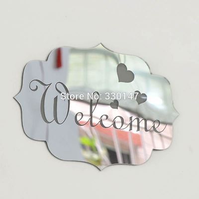 1Pcs Mini 3D Acryl Spiegel Muurstickers Verwijderbare Welkom Teken Art Mirror Effect Muursticker Decor Zilver/Goud home Decor: Silver