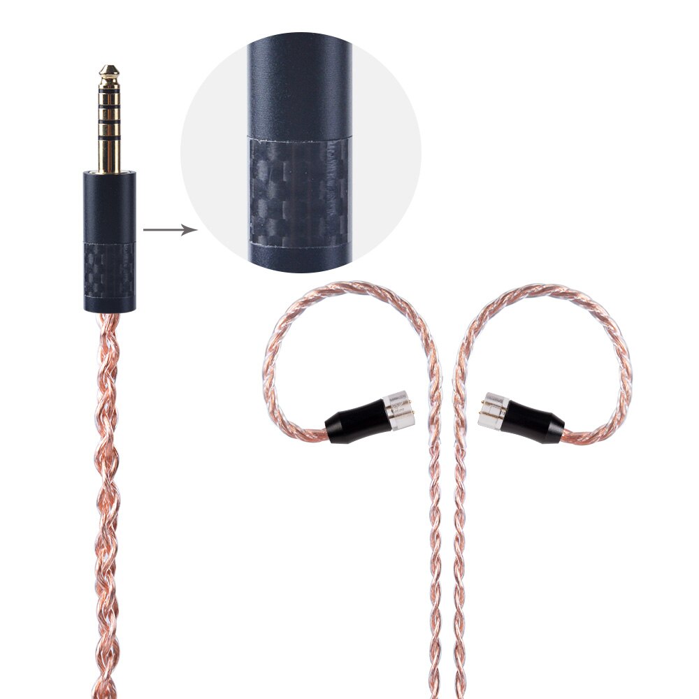 OFHC 24 AWG 6N de cobre de alta pureza Cable 2,5/3,5/4,4mm equilibrado Cable con MMCX/2PIN/QDC para BL-03 BLON ZS10 PRO ZSX C12 BA5: QDC 4.4