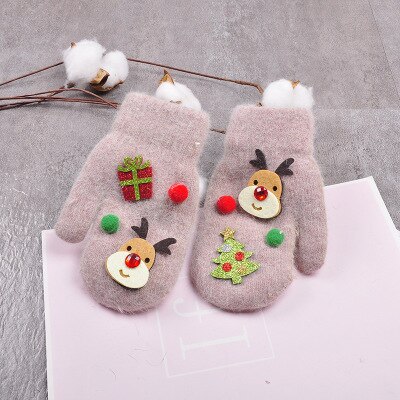Imcute Christmas Baby Gloves Kids Full Finger Mittens Toddler Winter Warmer Gloves Girl Boy Xmas Infant Wool Mittens 3-10T: Khaki
