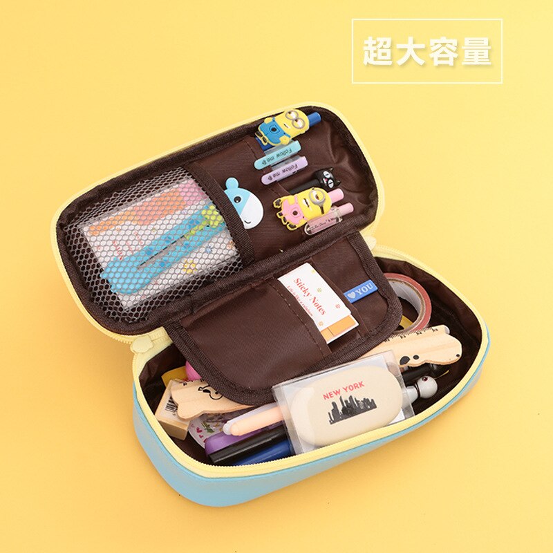 Estuche para lápices Kawaii de dibujos animados, tamaño grande, caja de almacenamiento para niños y escuela, papelería de animales, bolsa de maquillaje de para estudiantes 1 unidad