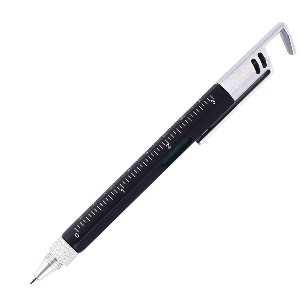 1/2/4pcs 6-In-1 Multifunctional Screwdriver Level Ruler Plastic Tool Pen Phone Level Instrument Touch Screen Pen: black