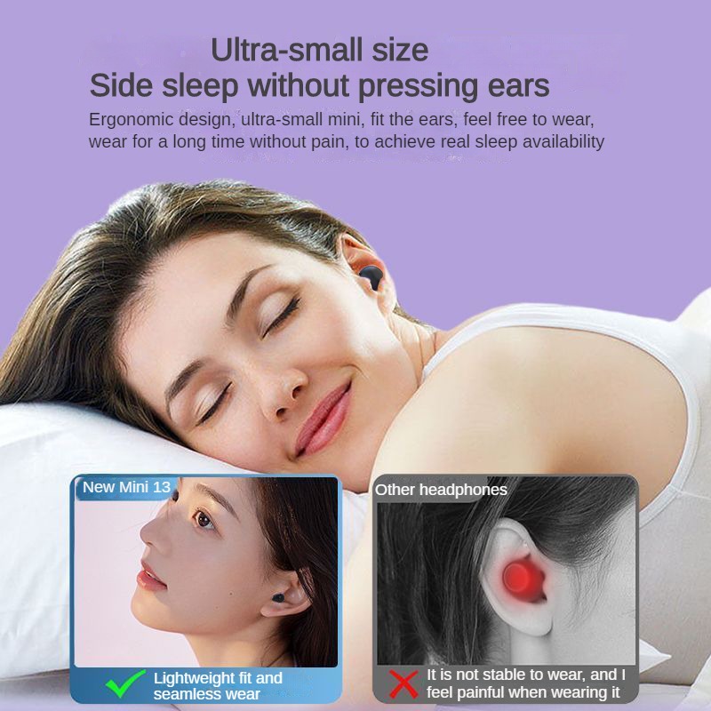 Écouteurs Bluetooth sans fil avec micro, casque à réduction de bruit, casque de , , mini écouteurs invisibles pour le sommeil