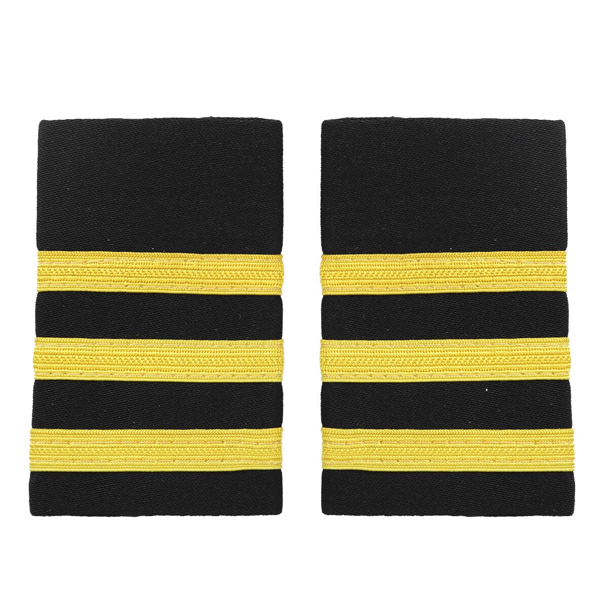 1 paar Pilot Kapitän Gold Streifen Bar Epauletten Einheitliche Professionelle Dekoration Schulter Bretter Epaulette DIY Abzeichen für Kleidung: Gold Schwarz drei