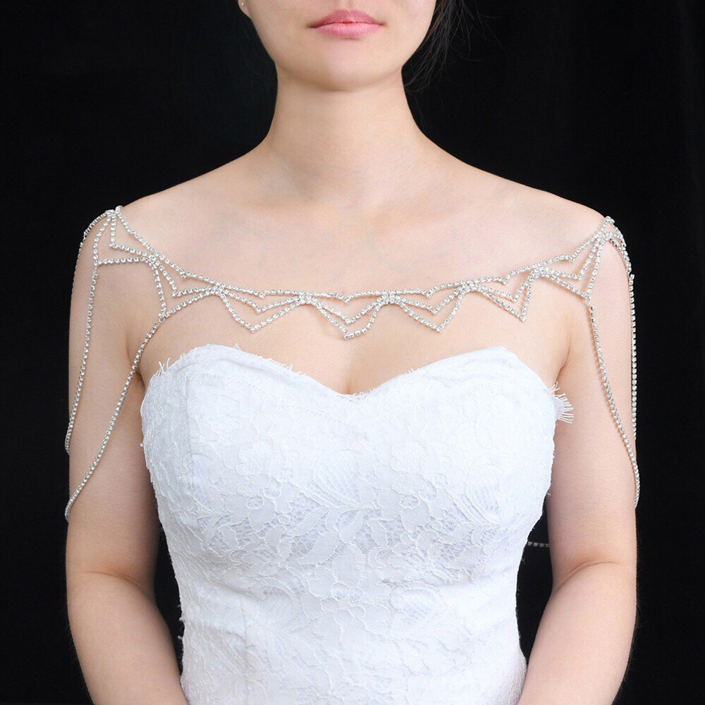 Braut Quaste Kristall Schulter Kette Schmuck Schal Zubehör Hochzeit Kleid Strass Schulter Kette Körper Chian