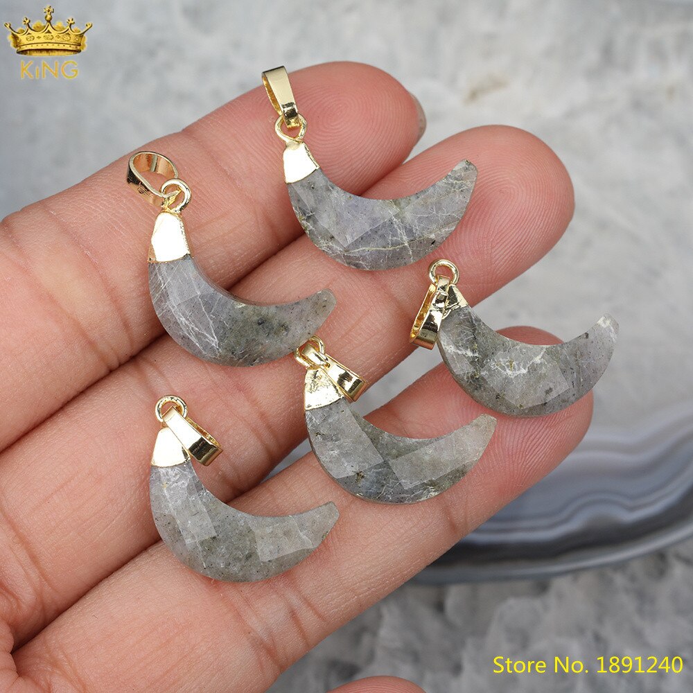 5 Pz/lotto Naturale Del Sole di Pietra di Luna a Forma di Del Pendente Per La Collana, barre di oro Bianco di Cristallo Del Pendente Pendenti E Ciondoli Per Orecchini FAI DA TE HS-83KBI: Labradorite