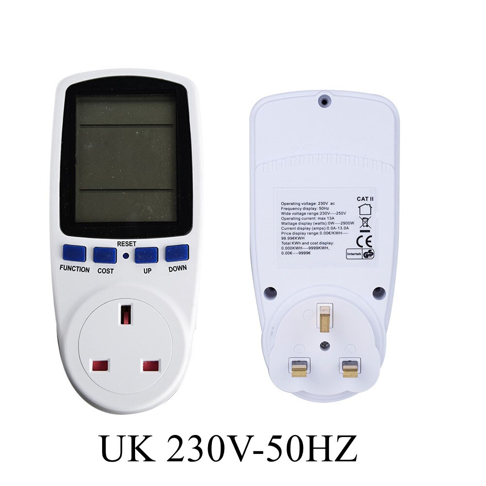Vermogensmeter digitale wattmeter kwh watt monitor stopcontactanalysator elektrische meetinstrumenten eu br  ac 230v-250v 110v-130v: Britse stekker