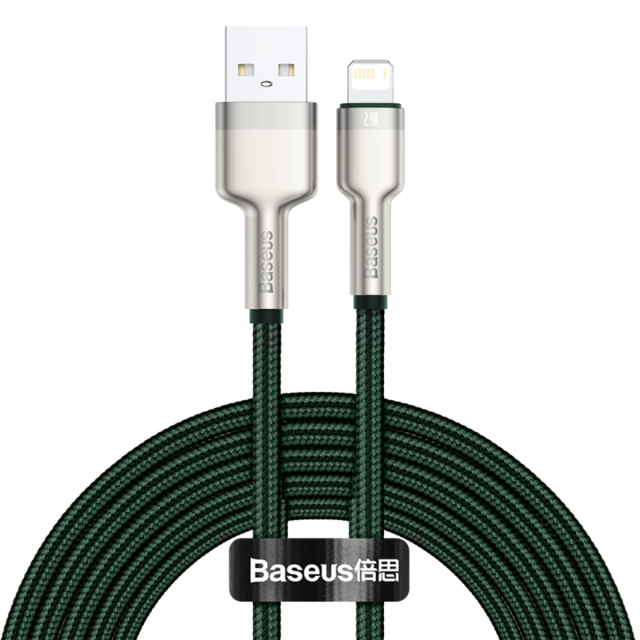 Baseus usb-kabel voor iphone 11, 12 pro max, xs, xr,  se 8 snel opladen voor iphone, oplader usb-kabel, datakabel, snoer voor ipad: Donkergroen / 1m
