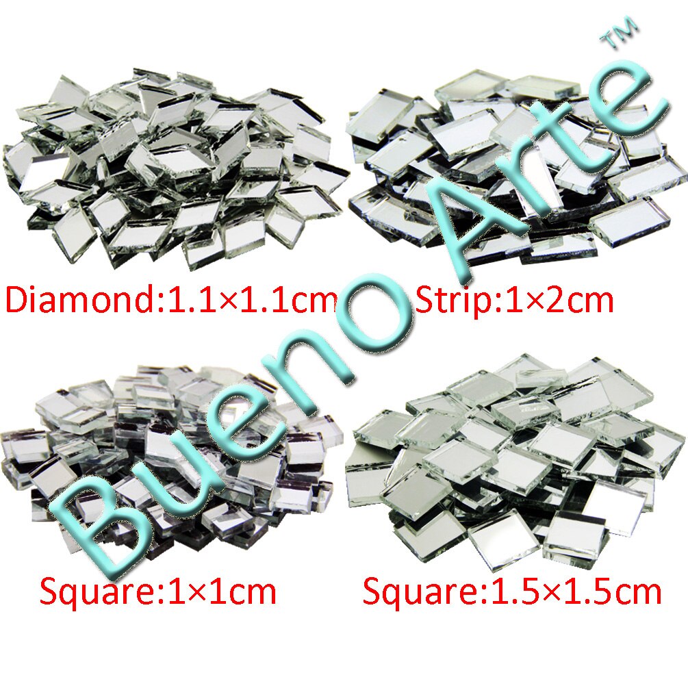 200g spiegel glas Kristal Glanzend zilver kleur 3/8 inch 10X10mm Vierkante zilveren DIY decoratie spiegel glazen tegel