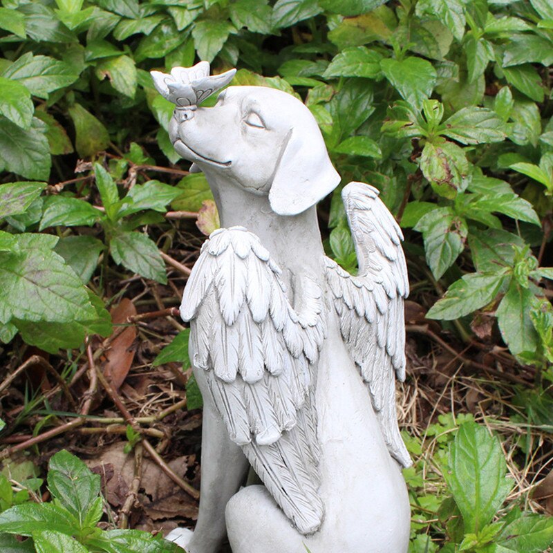 Pet Gravestone Angel Dog Statue Pet Memorial Tombstone Garden Backyard Grave Marker Dog Memorial Stone Dog Remembrance Keepsake
