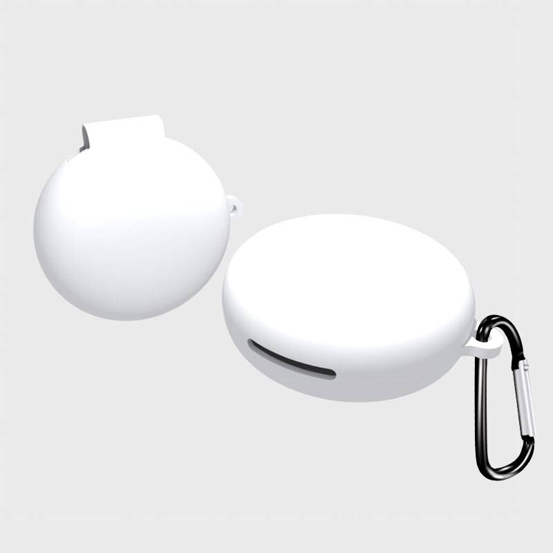 Funda de silicona para auriculares OPPO Enco W13, funda protectora de silicona blanda con hebilla antipérdida: 3 White