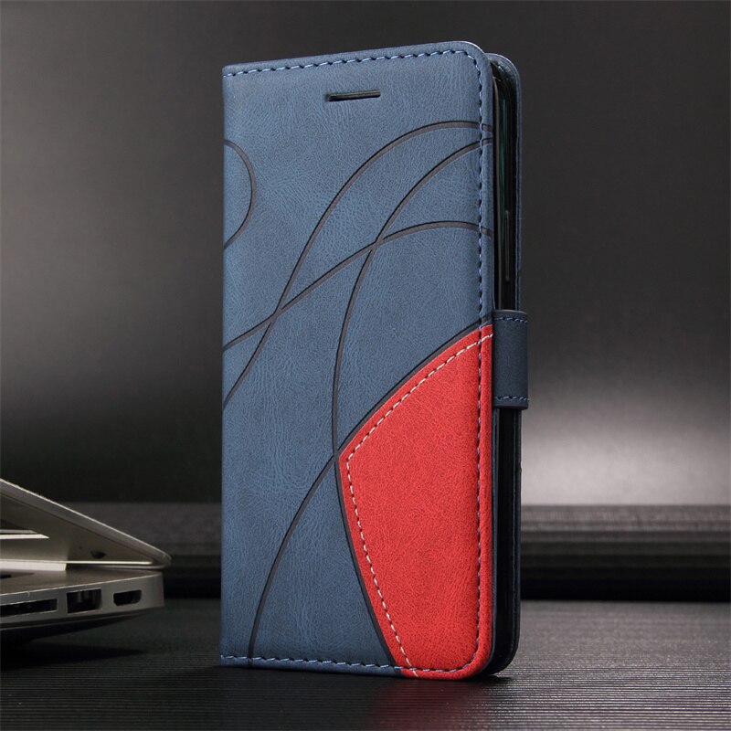 Dla Motorola Moto E20 E40 E 20 E 40 Case skórzany stojak odwróć Funda dla Moto Edge 20 Pro Lite pokrywa posiadacz karty Slot kabura torba: Moto E20 / Niebieski