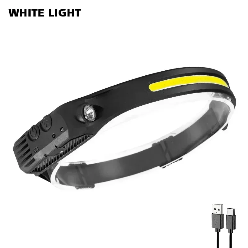 1-10Stck Induktion Scheinwerfer Kolben Scheinwerfer Eingebaute Batterie Taschenlampe USB Aufladbare Kopf Taschenlampe 5 Beleuchtung Modi Scheinwerfer: Blau / Beige