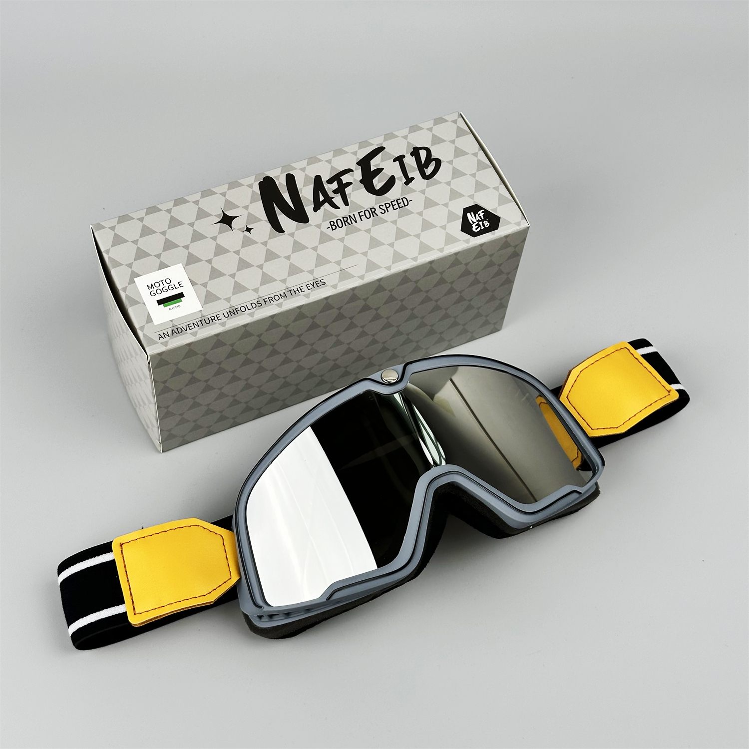 Bikers Retro Motorbril Bril Vintage Moto Klassieke Bril voor Pilot Style Steampunk ATV Bike Koperen Helm: YELLOW