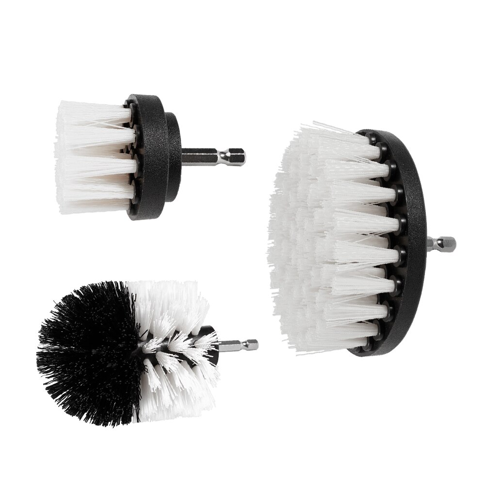 Drill Brush Attachment Set Power Scrubber Cleaning Tool Kit for Car Body Door Wheel Windshield: White Set