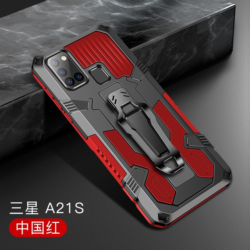 Coque blindée avec Clip de ceinture, étui résistant aux chocs pour Samsung Galaxy A21s A 21s SM-A217F/DS 6.5 pouces A217M: For Galaxy M40S / Red