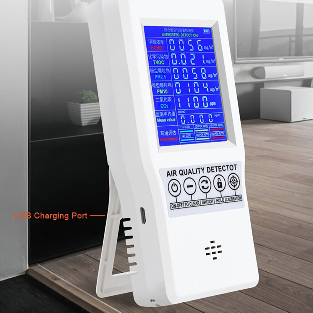 Inneluftmonitordetektor nøyaktig lufttesterdetektor egnet til formaldehyd (hcho) karbondioksid tvoc  pm2.5/pm10
