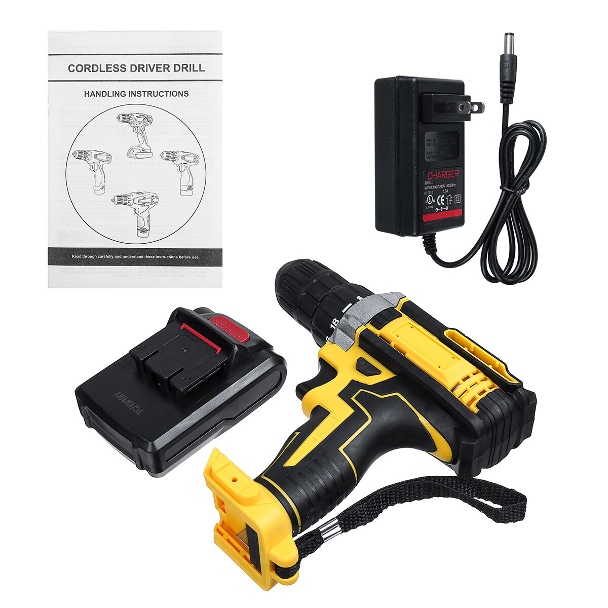 Cordless Electric Drill 3 in 1 Electric Drill Screwdriver Hammer 48V Dual Speed With 2 Battery