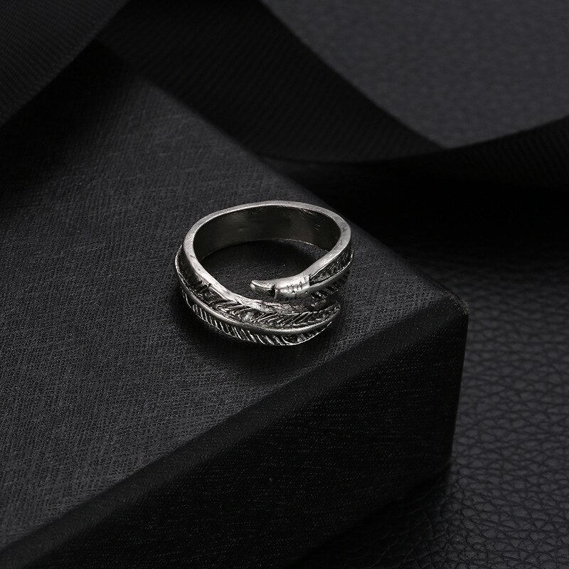 Minimalistische Retro Zilver Kleur Verstelbare Opening Ring Creatieve Veer Vlinder Boomtak Vinger Ring Voor Vrouwen Charm Sieraden
