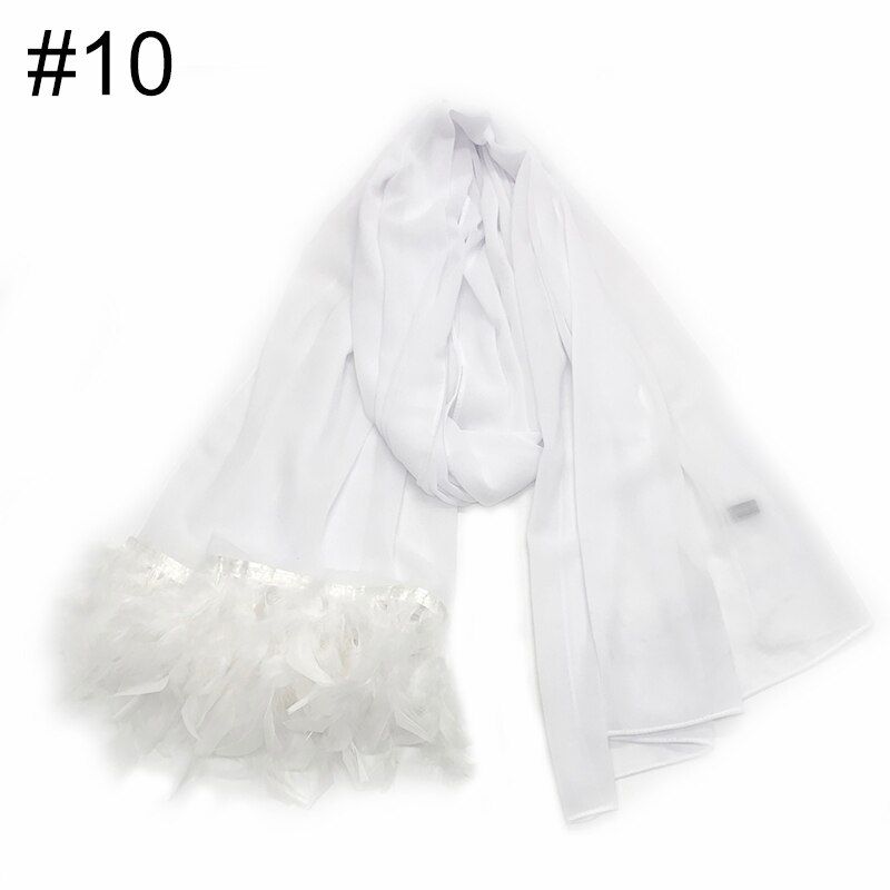 Écharpe plume en mousseline de soie, hijab, écharpe à bulle simple, écharpe populaire, châle musulman, turban, 190x70cm,: 10