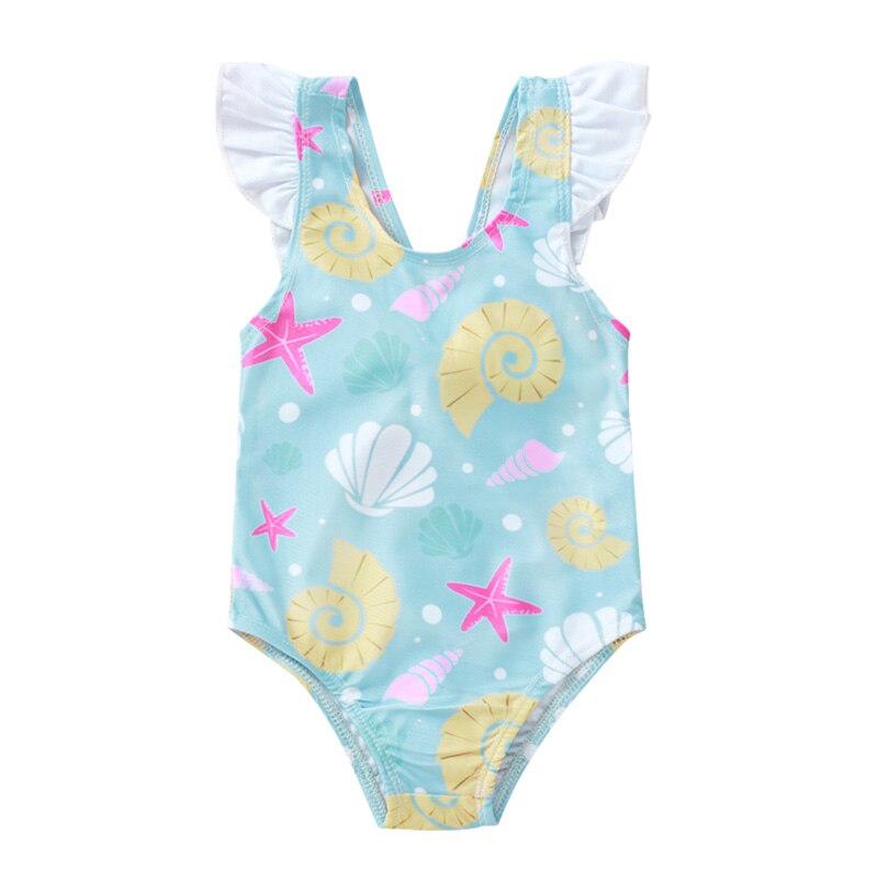 Newborn Infant Baby Girl Shell Print Swimsuit Summer Swimsuit Swimwear Ruffle Swimming Colorful One Piece Bikini: 12M