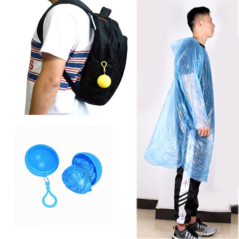 Chubasquero Unisex impermeable bola impermeable desechable portátil impermeable Poncho llavero #2h29