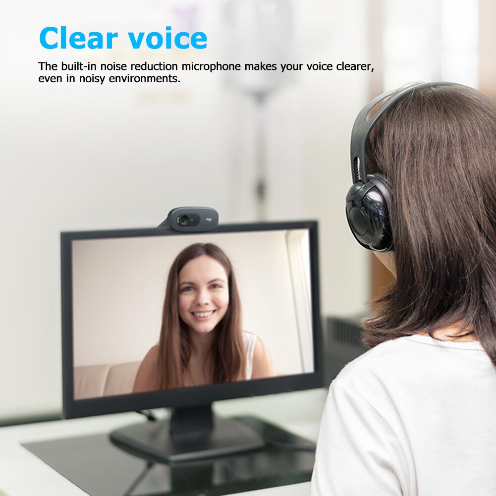 Video Calling USB Web Camera Built-in Microphone Office Caring Computer Supplies 720P HD Webcam for Logitech C270i