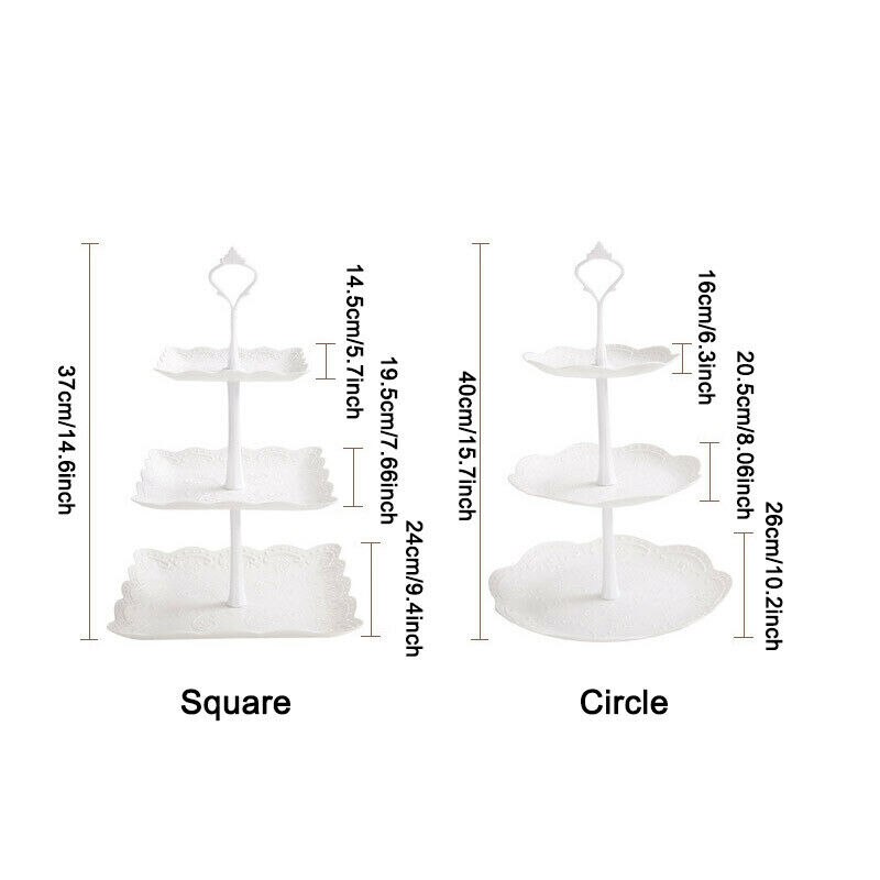 3 Tier Cake Stand Afternoon Tea Stand Wedding Plates Party Tableware Embossed