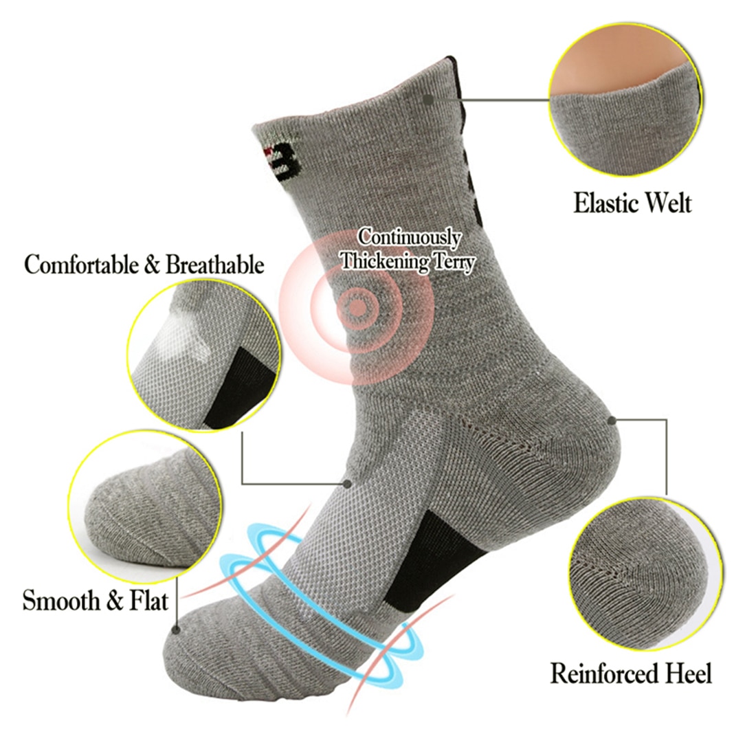 Basketball Sport Socks velonoski Winter Thick Outdoor Sports Fitness Compression Sock Chaussette Homme Sport