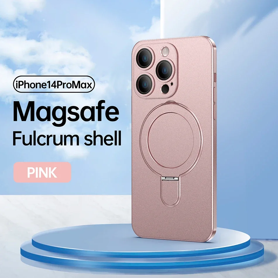 Coque de charge sans fil pour iPhone, iPhone 15, 14 Plus, 13, 12 Pro Max, prise magnétique en métal, coque de téléphone à induction: Nylon / Rose