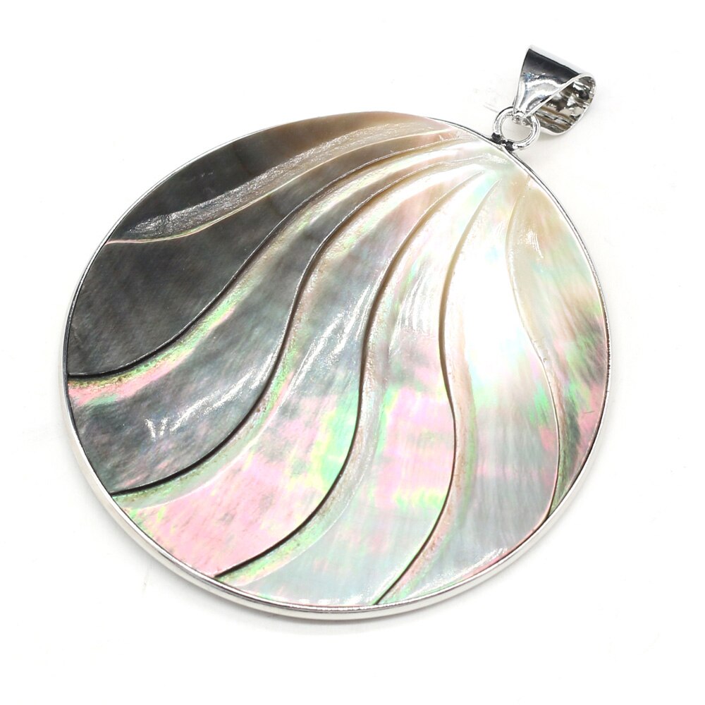Natural Sliver Color Mother of Pearl Shell Pendant Big Round Sea shell Charm Pendant for Jewelry Making Necklace Supplies