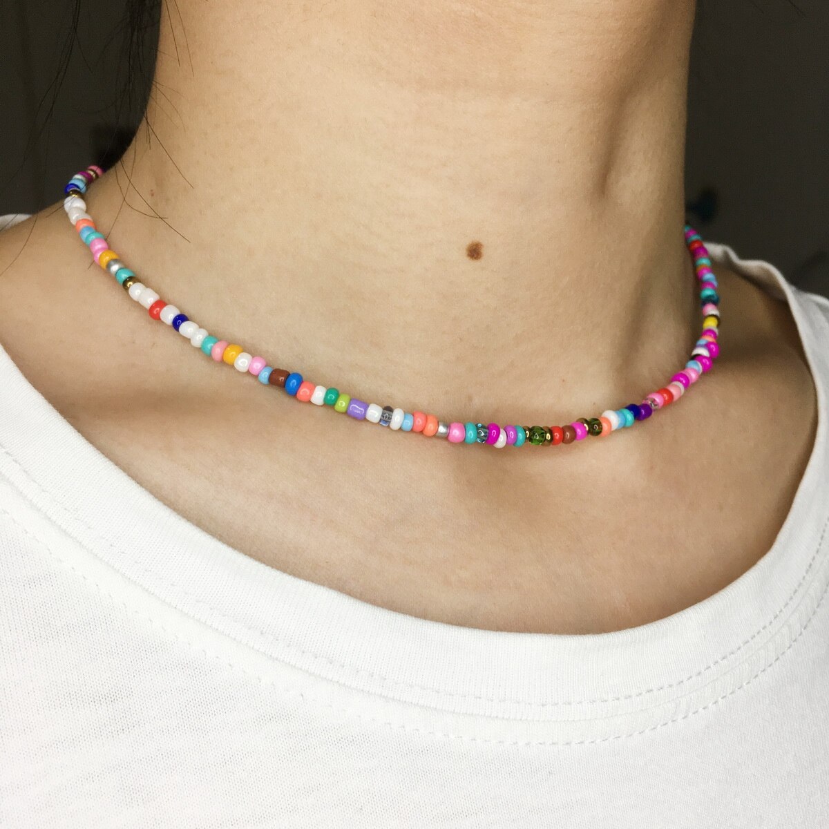 Bunte Perlen Halsband Halskette Für Schönheit Sommer Strand Perlen Halskette Für Frauen Mädchen Schmuck