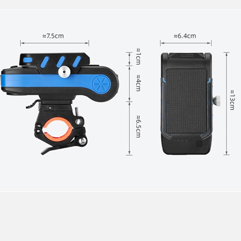 Multifunctional Bicycle Headlight4000mAH Mobile Phone Rack Holder 2x T6 LED 550LM Alarm Bell Horn MTB Mountain Bike Front Flashl