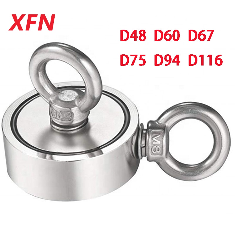 Dubbele Kant Zoeken Magneet Super Sterke Neodymium Magneet Vissen Salvage Magneet Zee Vissen Houder Trekken Montage Pot Met Ring