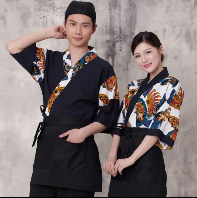 Japanese restaurant uniforms Woman Waitress uniform Kimono Tops Chef
