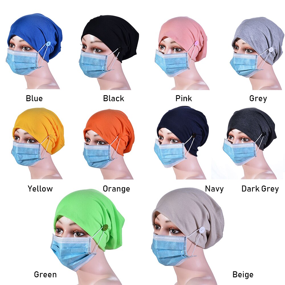 Multicolor sombrero turbante para mujeres de Botón de gorros Hijab interiores de la cabeza bufanda estilo Hijab Underscarf sombrero diadema tubo