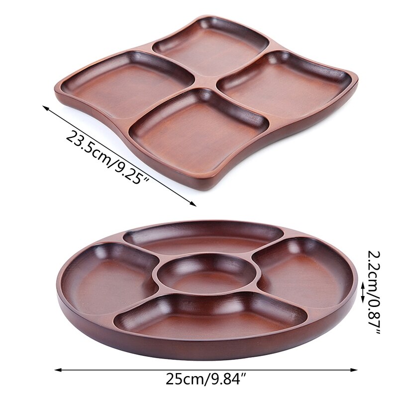 Plateau de service à compartiment en bois, assiettes de service à Dessert, plat à collation divisé, plateau d&#39;amuse-gueule, sain et