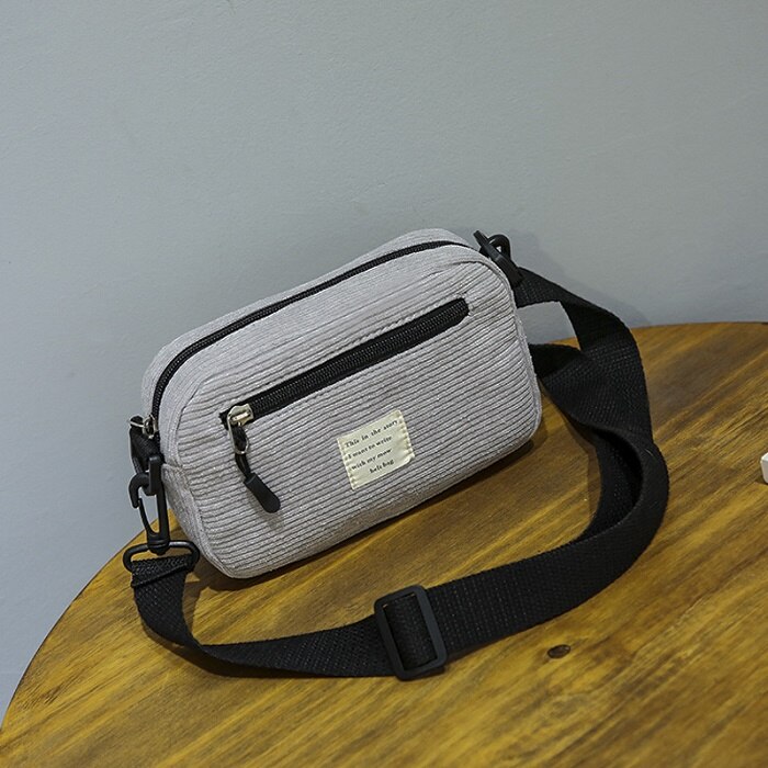 Nouvelles femmes 19*5*13cm Sorduroy sacs de messager dames sacs à bandoulière étudiants filles décontracté sacs à bandoulière 6H0291: Gris