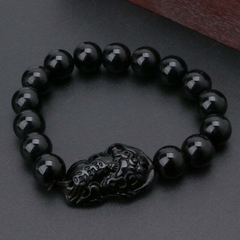 unisex Männer Armbinde Glück Buddha Obsidian Stein Perlen Armbänder Chinesischen FengShui Pi Xiu Farbwechsel Armbinde Reichtum Armbinde