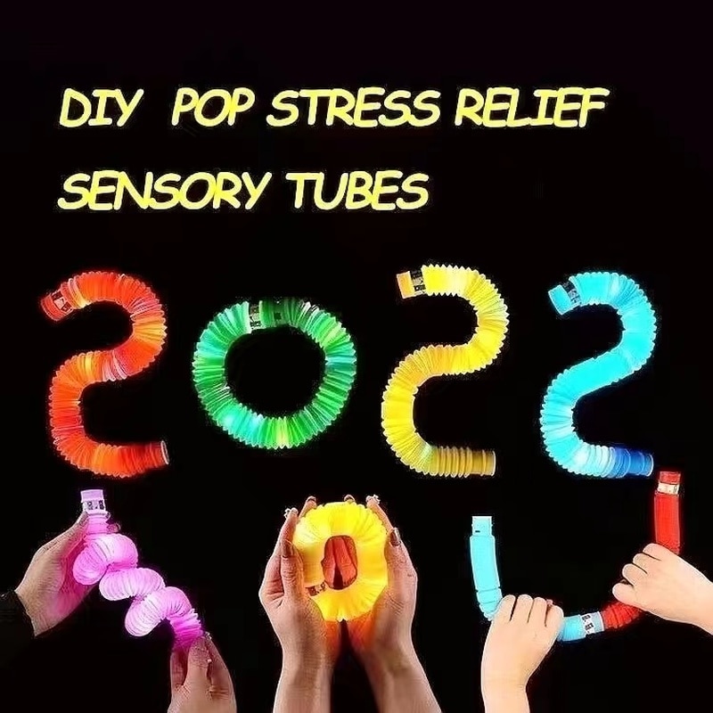 Tubos sensoriales con luces LED para niños y niñas, juguetes para apretar y estirar, ideal para de Pascua, 2022