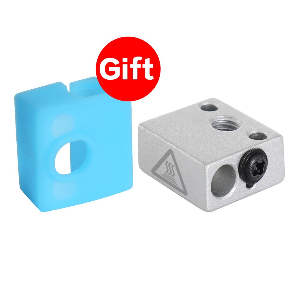 3Dsway MK8 Warmte Blok CR10 Verwarmde Aluminium Blok Met Siliconen Sokken Hotend Heater Blok Voor 3D Printer Onderdelen CR10/10S Ender 3: 2pcs(gift sock)