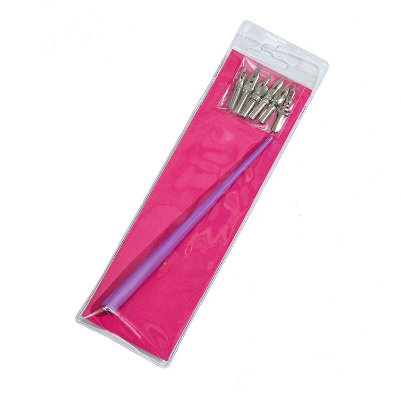 Wooden Manga Comic English Calligraphy Fountain Dip Pen with 6 Nibs Kit for Lettering Sketching Drawing