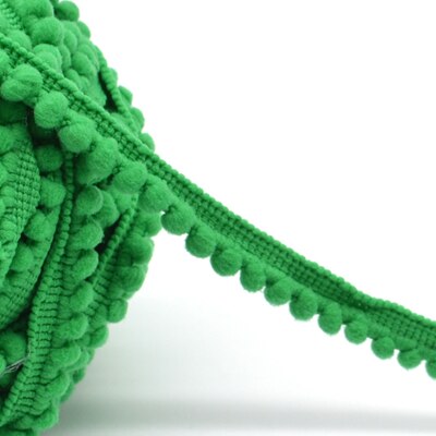 5yd/lot 10mm breedte kleurrijke kleine PP bal kant lint kwastje trim naaien materiaal accessoires voor woondecoratie: green 204