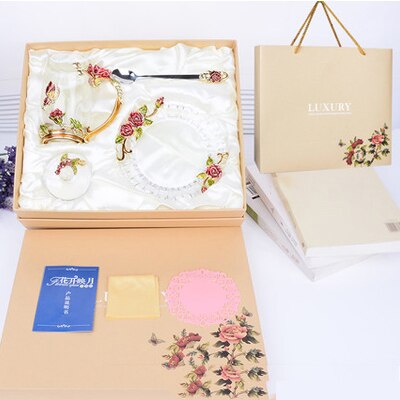 Tasse à café thé verre à fleurs et strass | Émail décoré tasse à café tasse à thé, verre gobelets à lait, tasses et tasses à poignée en alliage: A14