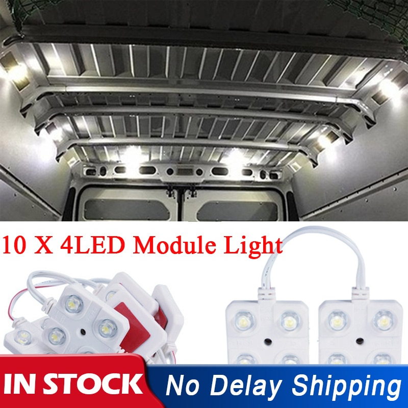 10x4 LEDs 12V Car Roof Light Kit Van Interior Ceiling Lighting Waterproof Inside Bright White Lamp For RV Boat Trailer Lorries